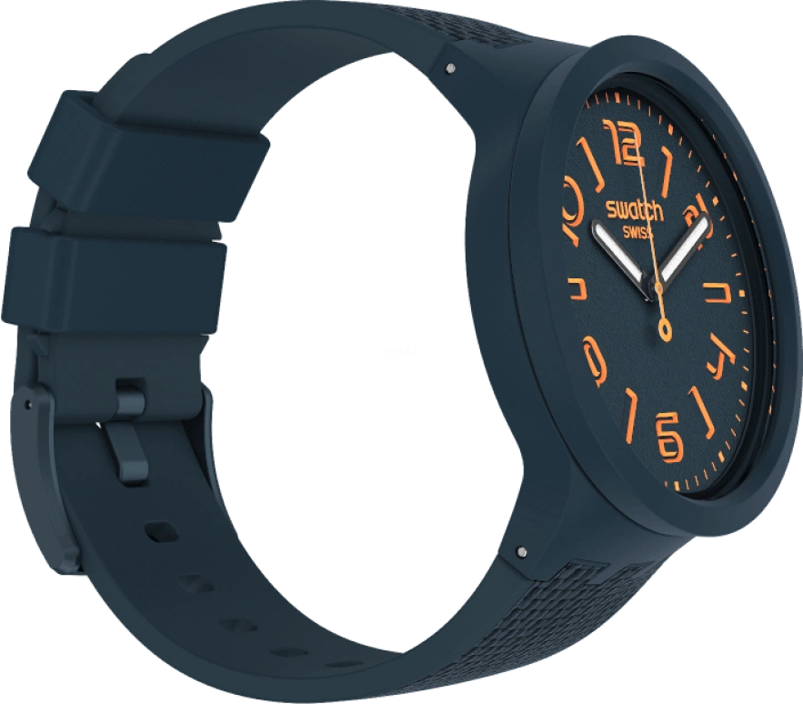 Swatch,THE BOLD 47mm,47mm,Plastic,Blue,Sapphire,Crystal Glass,Closed,SO27N107