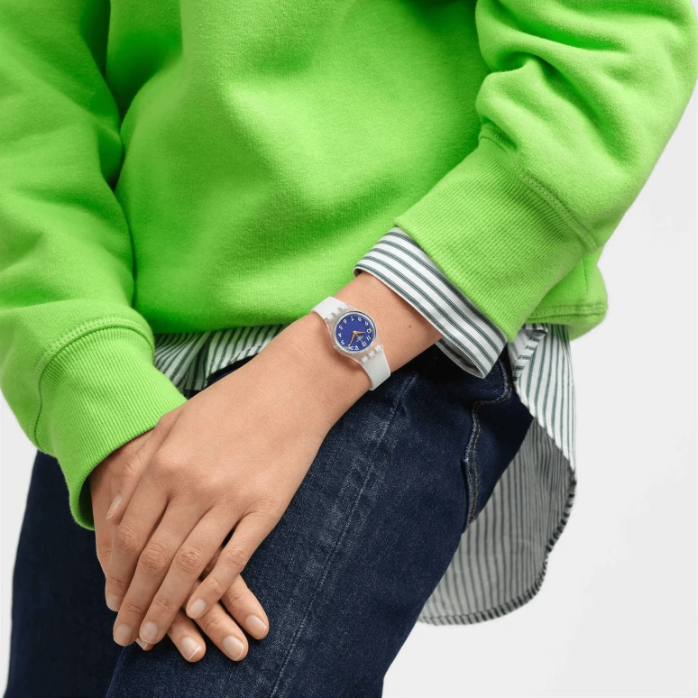 Swatch,Originals 25mm,25mm,Plastic,Blue,Quartz,Tonneau,Transparent,LE108