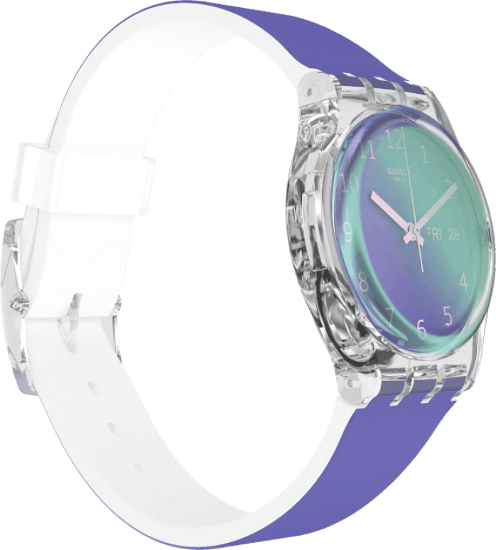 Swatch,Originals 34mm,34mm,Plastic,Purple,Green,Sapphire,Crystal Glass,GE718