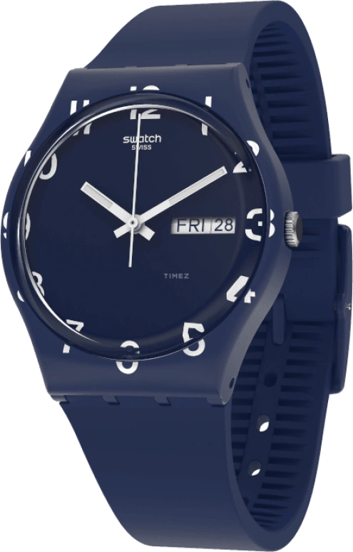 Swatch,Originals 39.20mm,39.20mm,Plastic,Blue,Sapphire,Crystal Glass,Closed,GN726