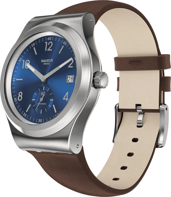Swatch,IRONY 42mm,42mm,Stainless Steel,Blue,Open,SY23S410