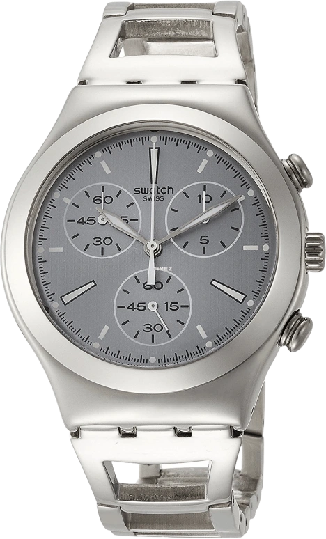 Swatch,IRONY 40mm,40mm,Stainless Steel,Grey,Quartz,Chronograph,Tonneau,YCS112G