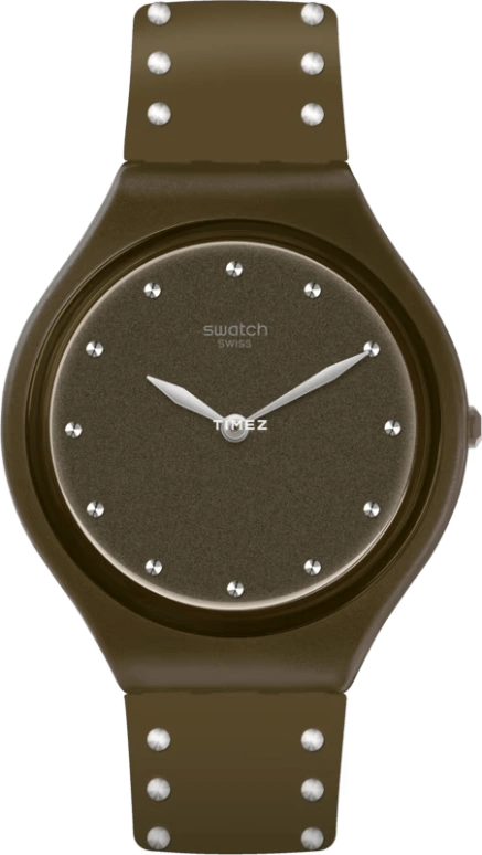 Swatch,SKIN 36.80mm,36.80mm,Plastic,Green,Quartz,Tonneau,SVOG101