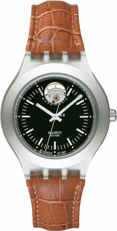 Swatch,Other 38.40mm,38.40mm,Plastic,Green,Quartz,Tonneau,Silver,SVDK1001