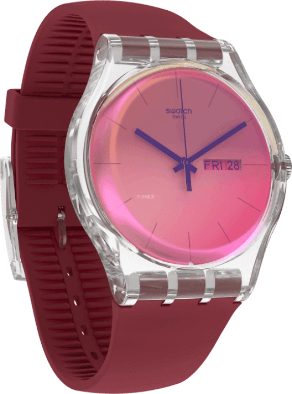 Swatch,Originals 41mm,41mm,Plastic,Pink,Sapphire,Crystal Glass,SUOK717