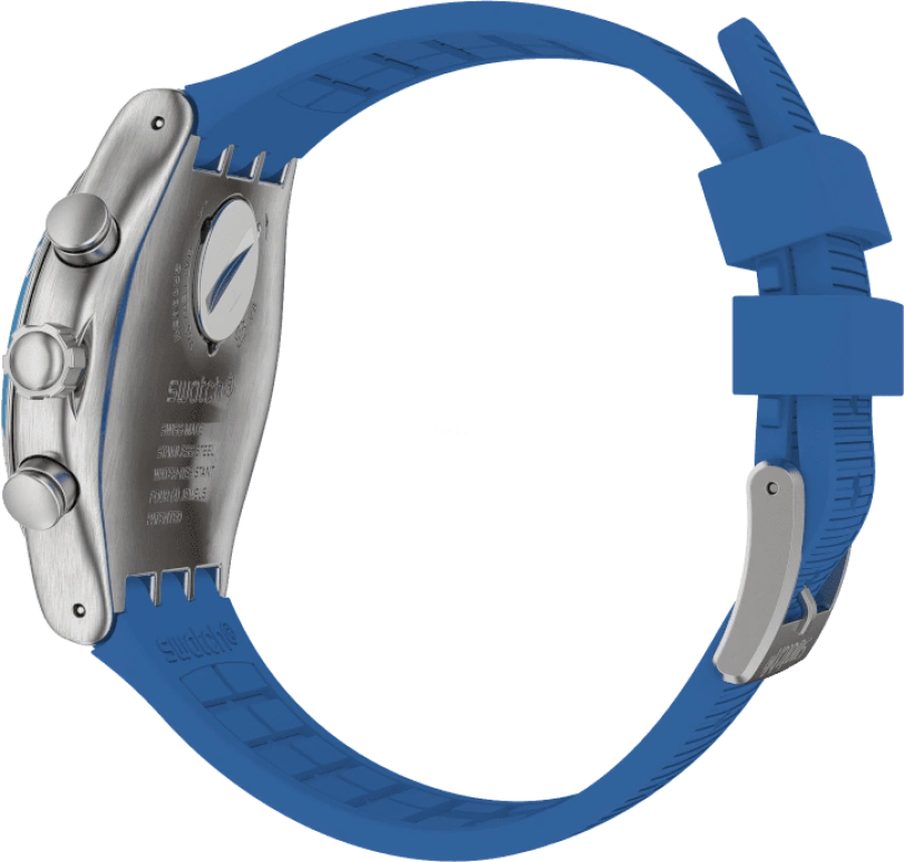 Swatch,IRONY 43mm,43mm,Stainless Steel,Black,Silver,Blue,Minutes,YVS485