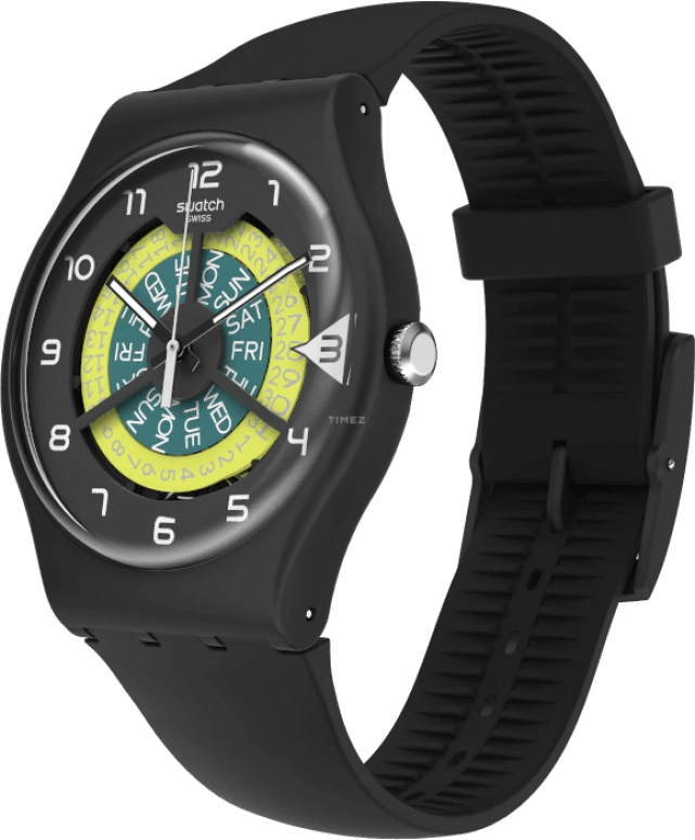 Swatch,Originals 41mm,41mm,Plastic,Black,Sapphire,Crystal Glass,Closed,SUOB732