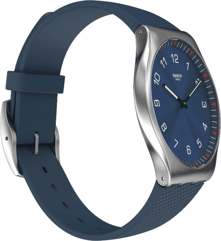 Swatch,SKIN 42mm,42mm,Stainless Steel,Blue,Quartz,Round,Silver,SS07S102