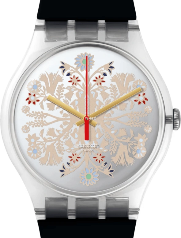 Swatch,Originals 41mm,41mm,Plastic,Silver White,Quartz,Sapphire,Crystal Glass,Tonneau,SUOK142
