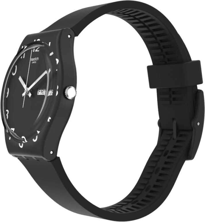 Swatch,Originals 39.20mm,39.20mm,Plastic,Black,Sapphire,Crystal Glass,Closed,GB757