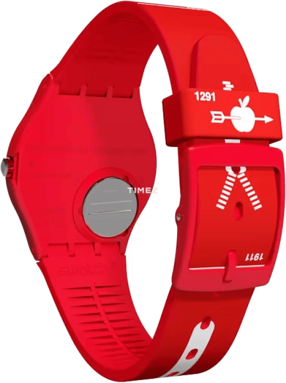 Swatch,Originals 34mm,34mm,Plastic,White,Quartz,Tonneau,Red,GR168