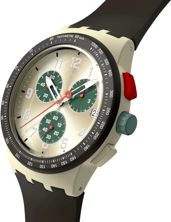 Swatch,Originals 42mm,42mm,Plastic,khaki,Quartz,Chronograph,Day,SUST402