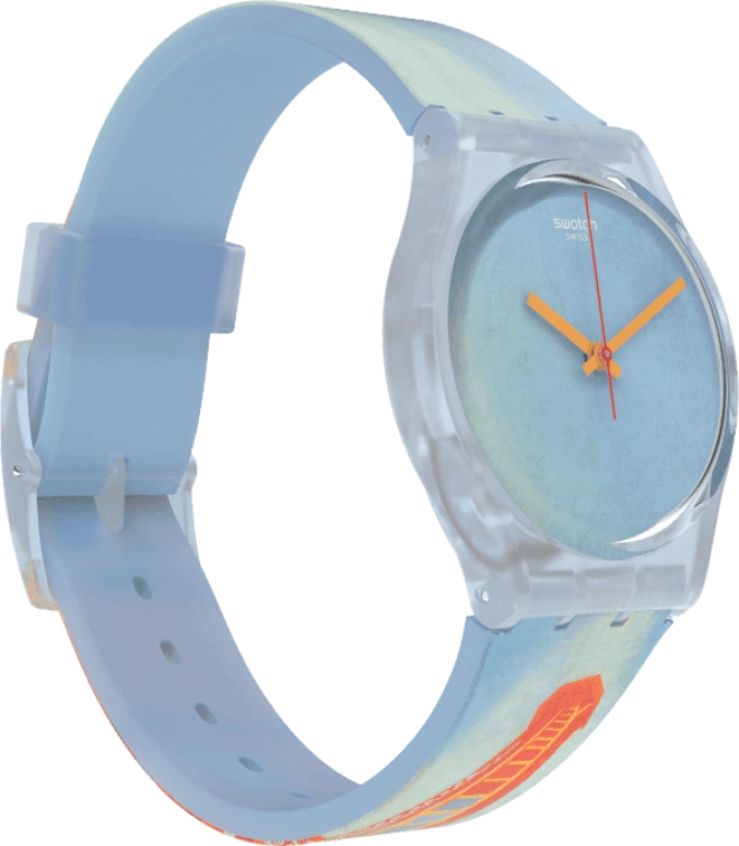 Swatch,Originals 34mm,34mm,Plastic,Blue,Quartz,Sapphire,Crystal Glass,Round,GZ357