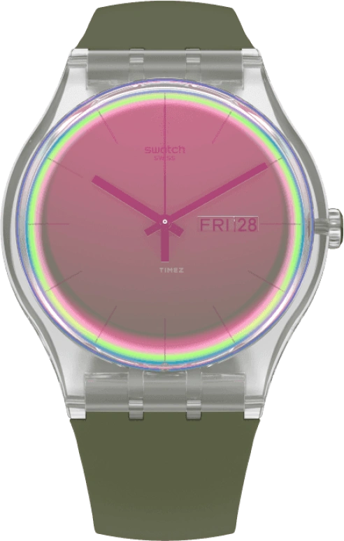 Swatch,Originals 41mm,41mm,Plastic,Pink,Quartz,Sapphire,Crystal Glass,Round,SUOK714