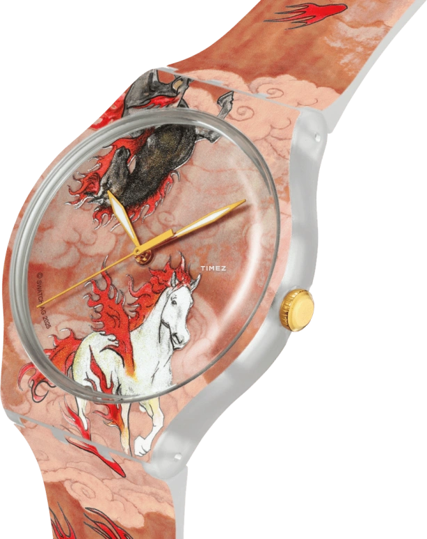 Swatch,Originals 41mm,41mm,Composite,Red,Brown,Multi-Color,Quartz,Round,Brown,SUOZ369