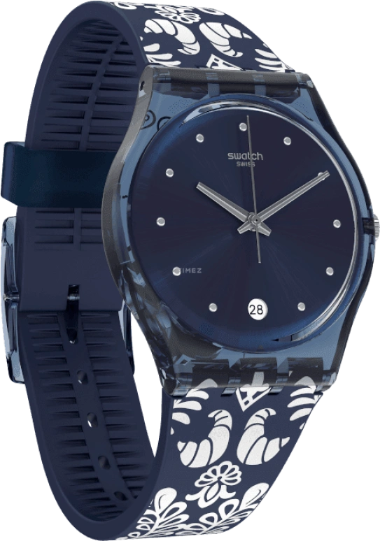 Swatch,Originals 34mm,34mm,Plastic,Blue,GN413