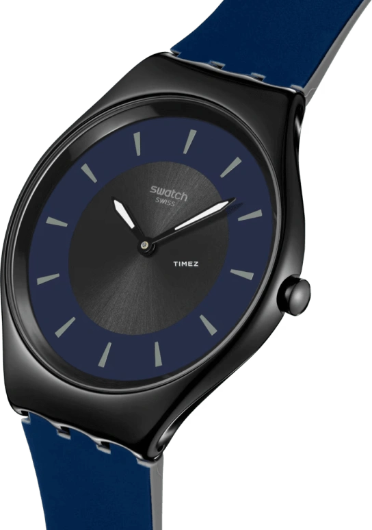 Swatch,SKIN 38mm,38mm,Stainless Steel,Black,Blue,Quartz,Round,Black,SYXB108
