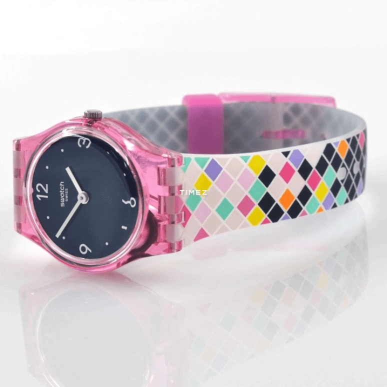 Swatch,Originals 25mm,25mm,Plastic,Blue,Quartz,Tonneau,Pink,LP153