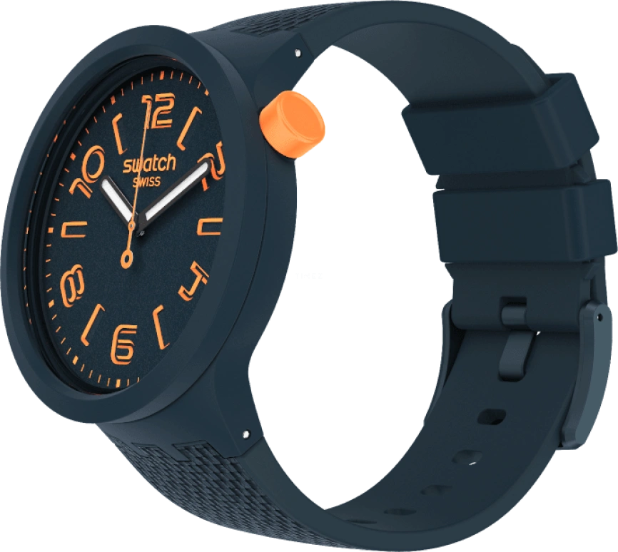 Swatch,THE BOLD 47mm,47mm,Plastic,Blue,Sapphire,Crystal Glass,Closed,SO27N107