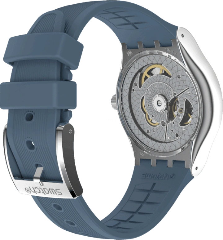 Swatch,IRONY 42mm,42mm,Stainless Steel,Blue,Open,YIS430