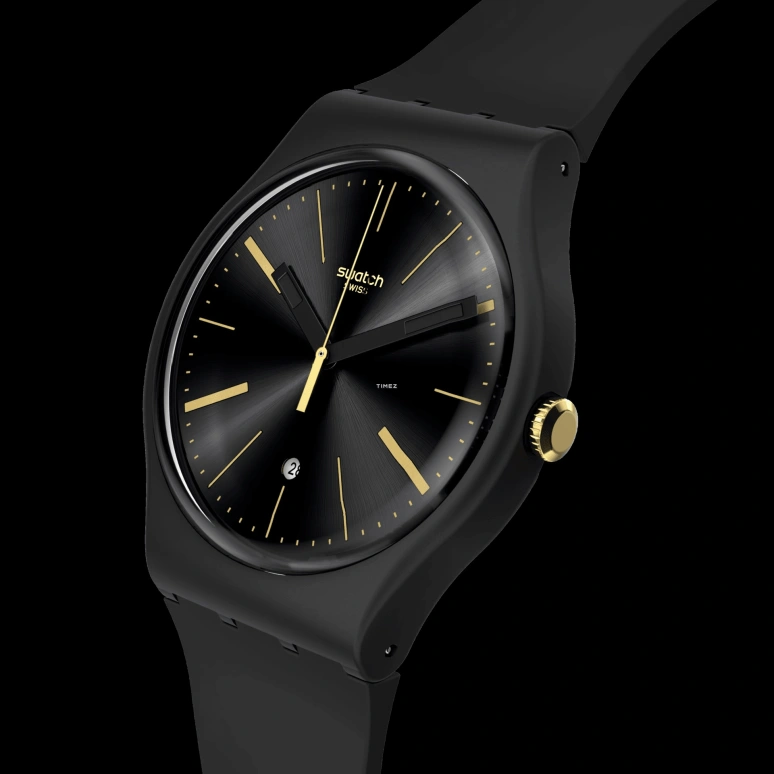 Swatch,Originals 41mm,41mm,Bio-sourced,Black,Quartz,Day,Round,SO29B403