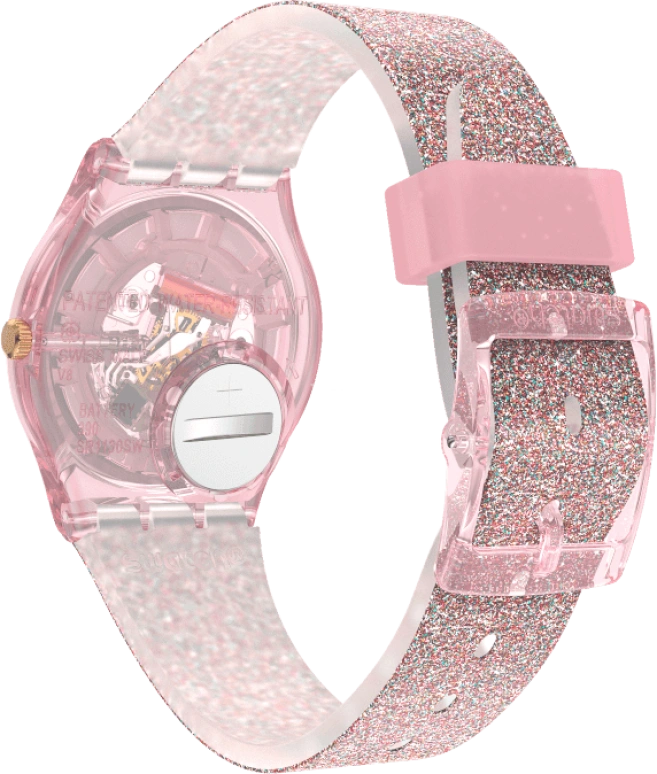 Swatch,Originals 34mm,34mm,Plastic,Pink,Sapphire,Crystal Glass,GP168