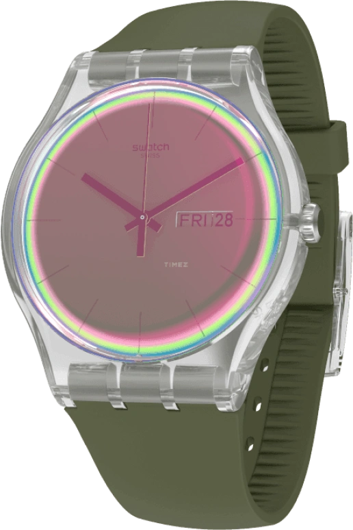 Swatch,Originals 41mm,41mm,Plastic,Pink,Quartz,Sapphire,Crystal Glass,Round,SUOK714