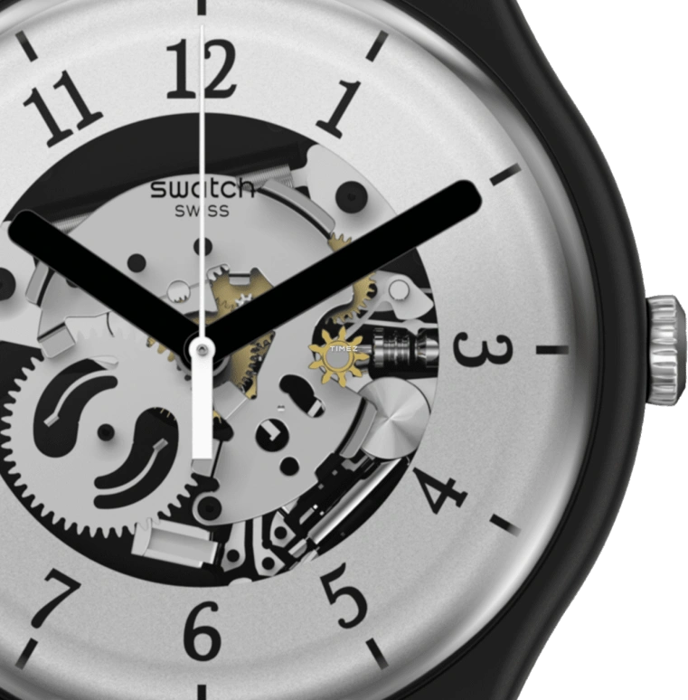 Swatch,Originals 41mm,41mm,Bioceramic,Silver White,Skeleton,Quartz,Tonneau,Black,SO32B112,SO32B112-5300