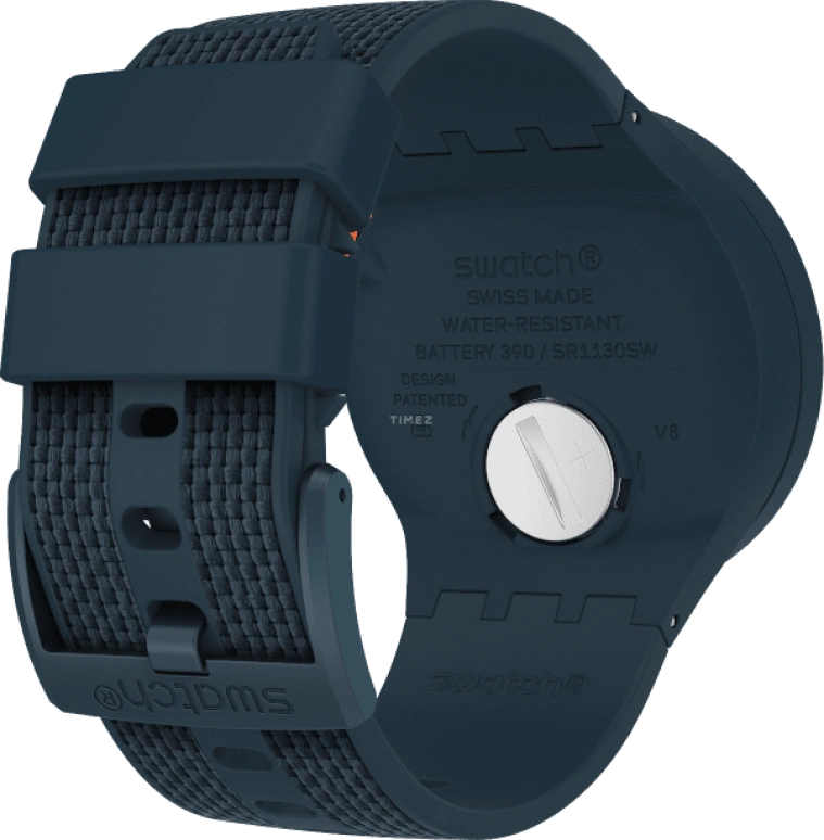 Swatch,THE BOLD 47mm,47mm,Plastic,Blue,Sapphire,Crystal Glass,Closed,SO27N107
