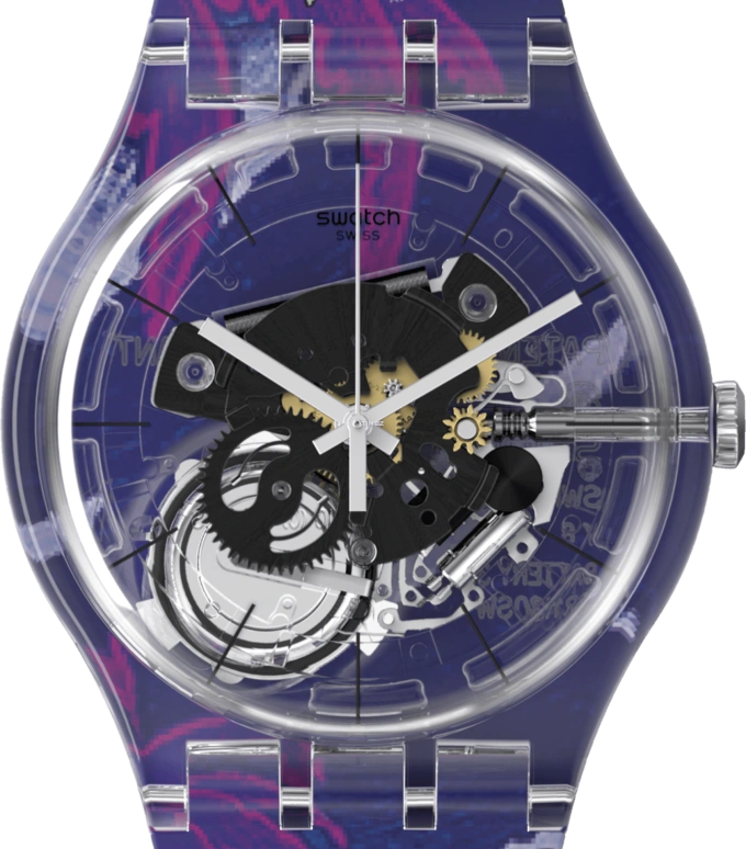 Swatch,Originals 41mm,41mm,Plastic,Transparent,Quartz,Sapphire,Round,SUOK144,SUOK144-061