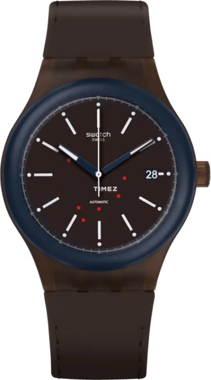 Swatch,Sistem 51 42mm,42mm,Plastic,Brown,Automatic,Day,90hours,SUTC401