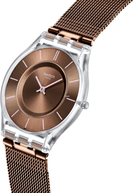 Swatch,SKIN 34mm,34mm,Bio-sourced,Coffee,Quartz,Sapphire,Tonneau,SS08K121M