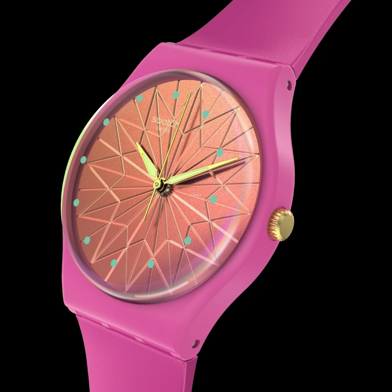 Swatch,Originals 34mm,34mm,Bio-sourced,Pink Red,Quartz,Round,SO28P110