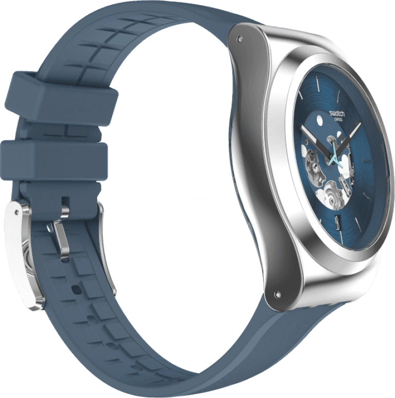 Swatch,IRONY 42mm,42mm,Stainless Steel,Blue,Open,YIS430