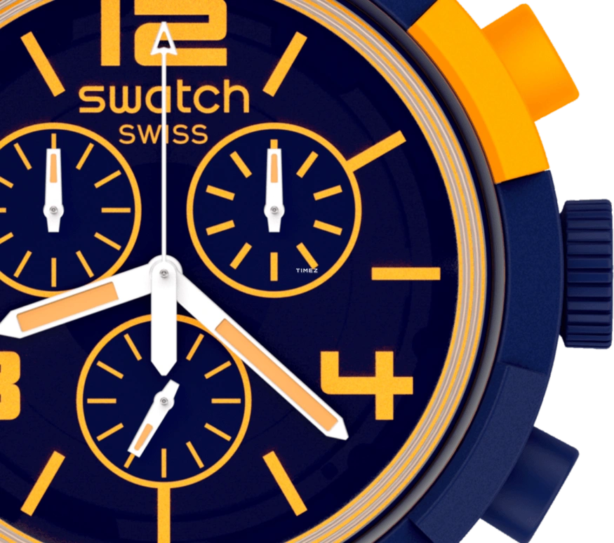 Swatch,THE BOLD 47mm,47mm,Plastic,Blue,Quartz,Round,SB02N100,SB02N100-5300