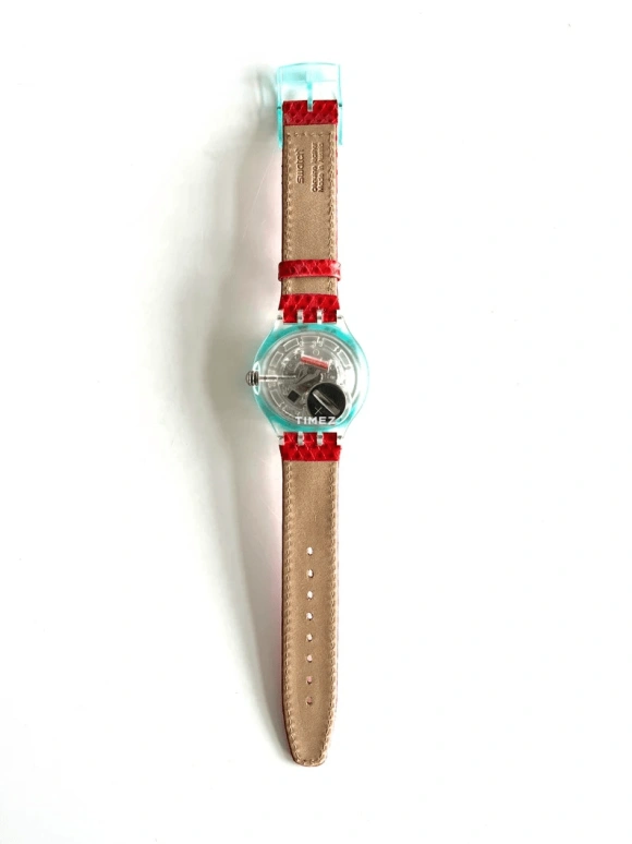 Swatch,Other 38mm,38mm,Plastic,Blue,Red,Quartz,Sapphire,Round,SDK111