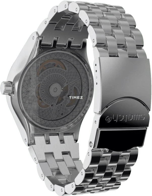 Swatch,IRONY 42mm,42mm,Stainless Steel,Black,Grey,Automatic,Sapphire,Crystal Glass,Tonneau,YIS416G