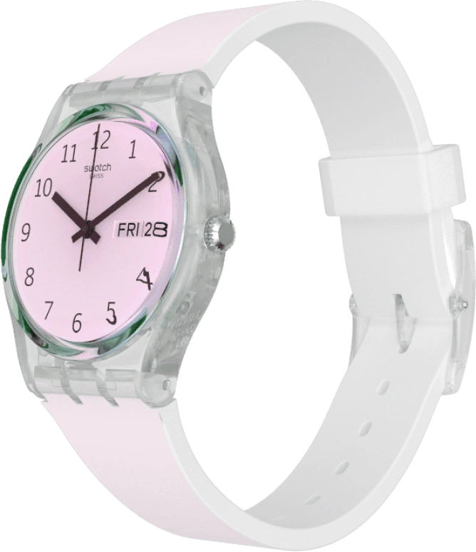 Swatch,Originals 34mm,34mm,Plastic,Pink,Green,Sapphire,Crystal Glass,GE714