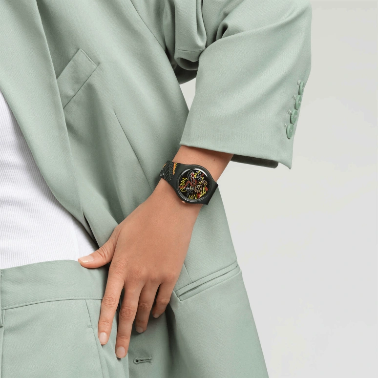Swatch,Originals 41mm,41mm,Bio-sourced,Black,Quartz,Glass,Round,SO29Z137C,SO29Z137C-5300