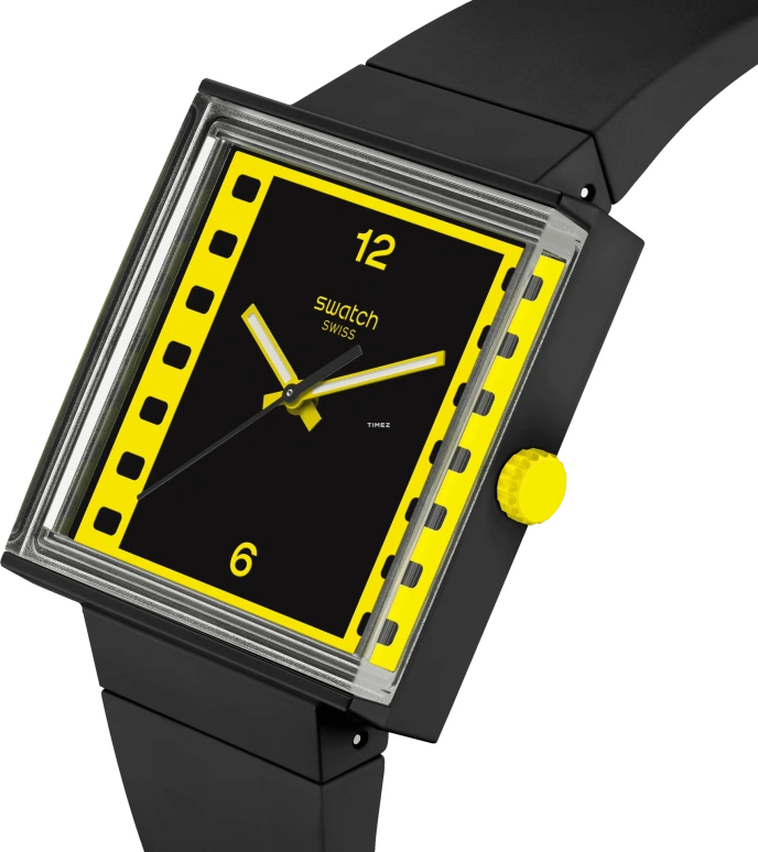 Swatch,Originals 41.80mm,41.80mm,Bioceramic,Black,Quartz,Square,SO34Z100