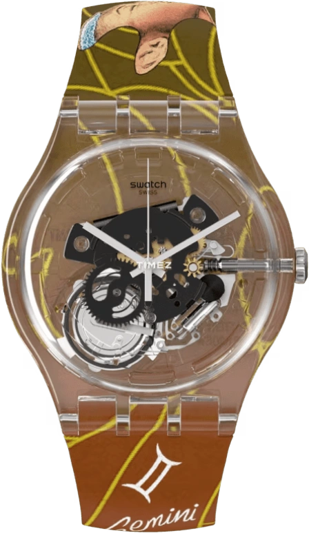 Swatch,Originals 41mm,41mm,Plastic,Transparent,Quartz,Sapphire,Crystal Glass,Round,SUOK136,SUOK136-050