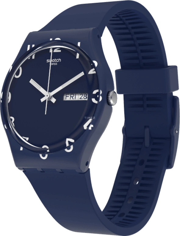 Swatch,Originals 39.20mm,39.20mm,Plastic,Blue,Sapphire,Crystal Glass,Closed,GN726