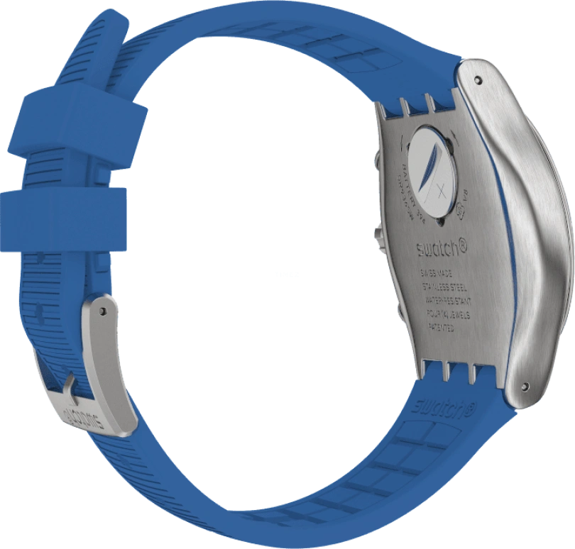 Swatch,IRONY 43mm,43mm,Stainless Steel,Black,Silver,Blue,Minutes,YVS485