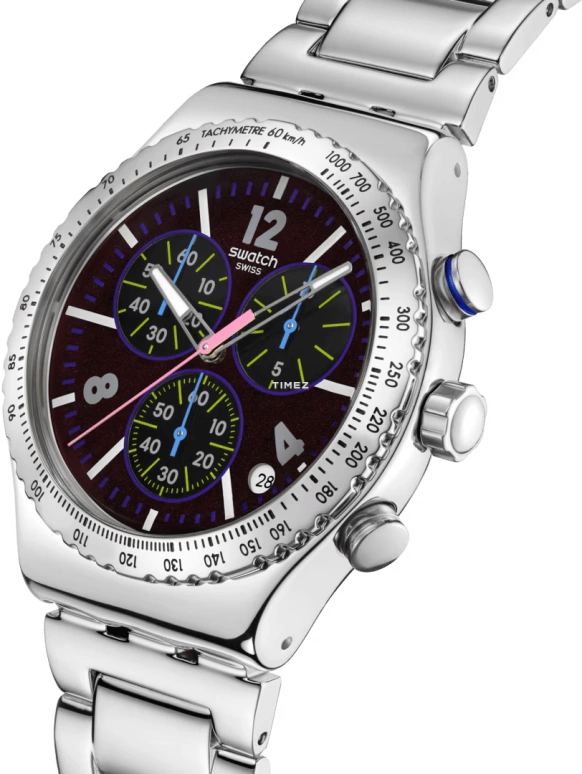 Swatch,IRONY 43mm,43mm,Stainless Steel,Black,Quartz,Chronograph,Day,YVS533G