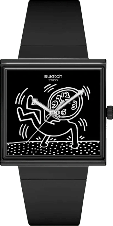 Swatch,Originals 41.80mm,41.80mm,Bioceramic,Black,Quartz,Square,SO34Z103