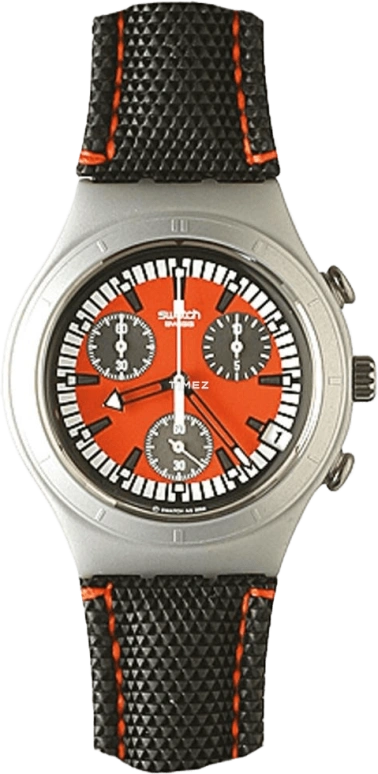 Swatch,Other 40mm,40mm,Aluminium,Orange,Quartz,Chronograph,Day,YCS4033