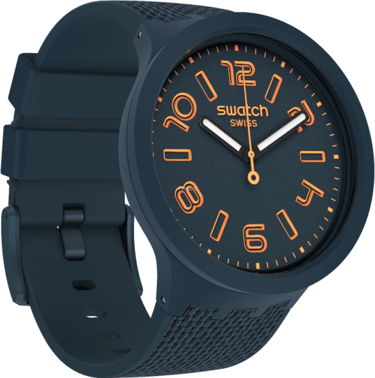 Swatch,THE BOLD 47mm,47mm,Plastic,Blue,Sapphire,Crystal Glass,Closed,SO27N107