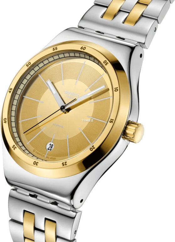 Swatch,IRONY 42mm,42mm,Stainless Steel,Gold,Automatic,Day,Round,YIS437G
