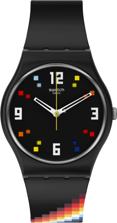 Swatch,Other 34mm,34mm,Bio-sourced,Black,Quartz,Sapphire,Crystal Glass,Round,SO28B705