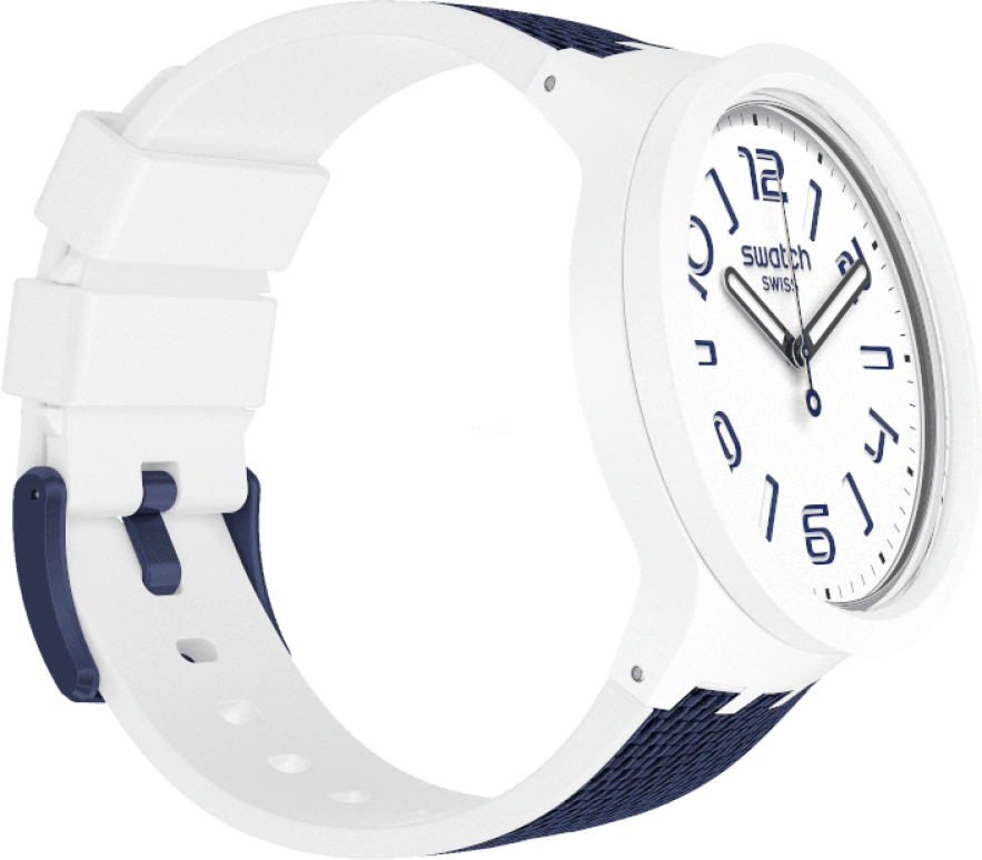 Swatch,THE BOLD 47mm,47mm,Plastic,White,Sapphire,Crystal Glass,Closed,SO27W102